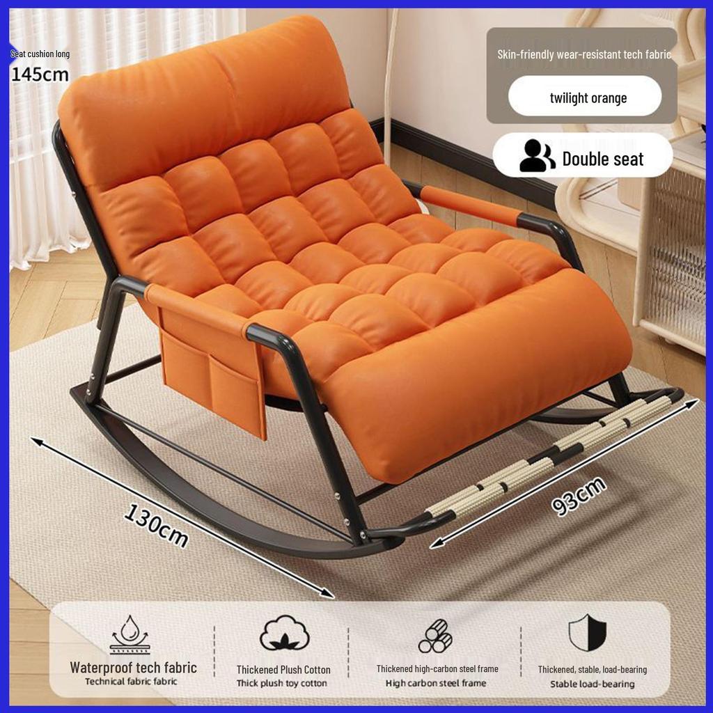 Double Rocking Sofa Chair: Comfortable Lazy Chair for Office, Bedroom, Balcony, Living Room - Perfect for Midday Naps and Leisure.