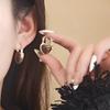 Maillard Tiger'S Eye Stone Ear Buckle Fashion Exquisite Coffee Color Love Hong Kong Style Light Luxury Earrings Women