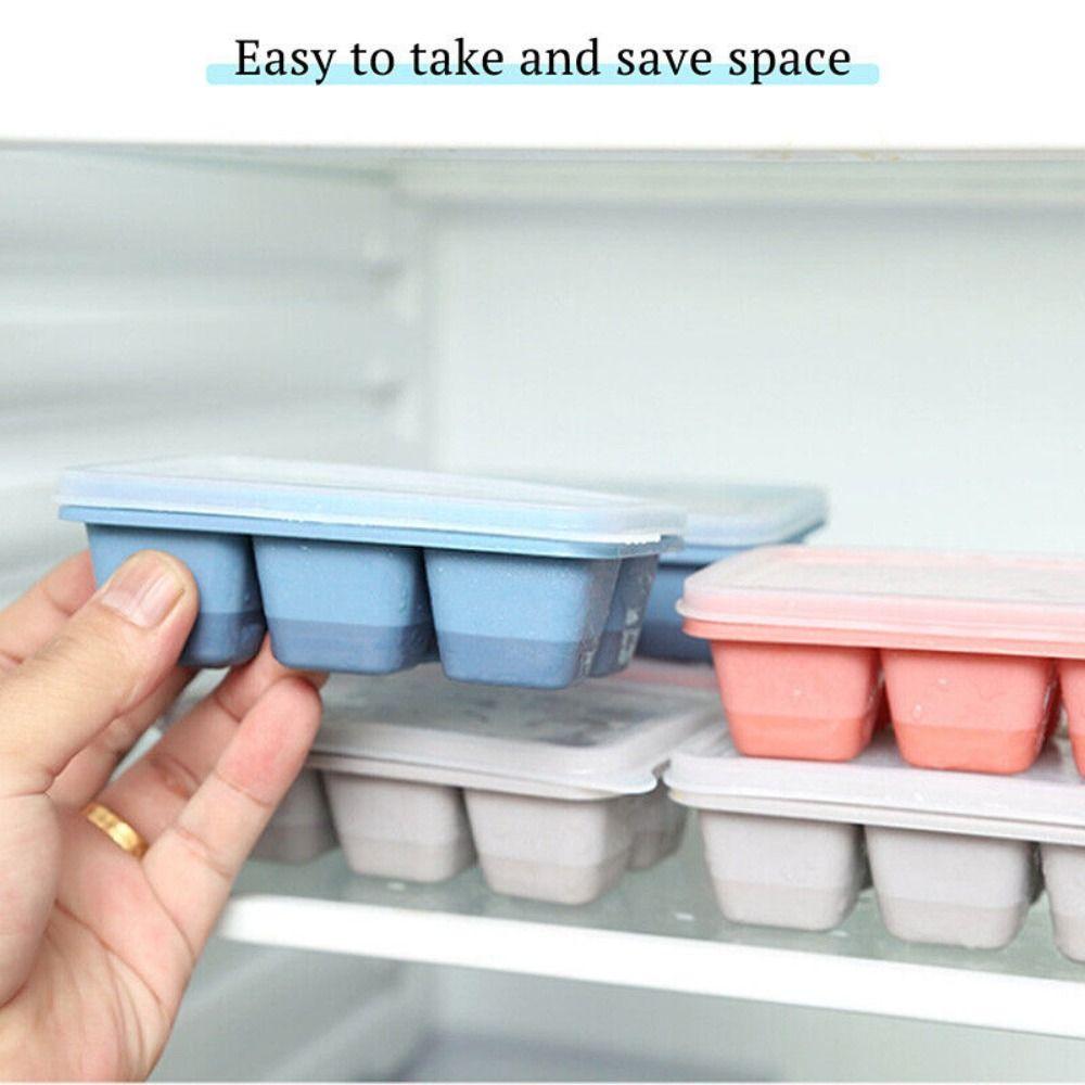 2PCS 6 Grid Silicone DIY Ice Maker Ice Cube Mold With Removable Lids Ice Cube Tray