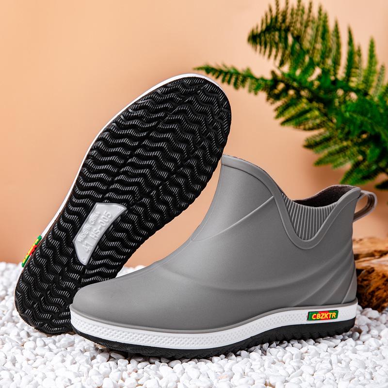 Men's Fashion Short Rain Boots - Waterproof, Non-slip, and Versatile for Outdoor, Kitchen, or Car Wash Use.