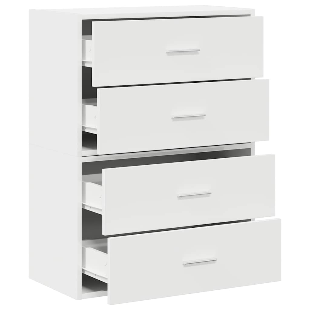 2 Drawer Cabinets Set of 2 White 60 x 31 x 40 cm Engineered Wood
