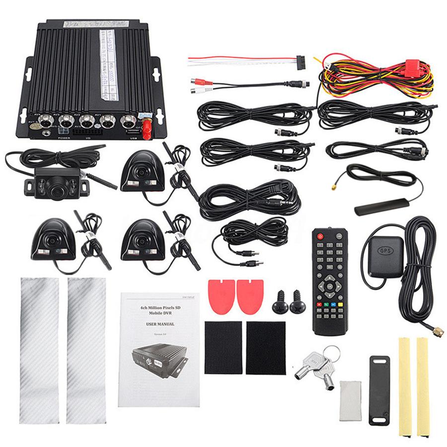 4CH 4G Car DVR AHD GPS Remote 4-Cam Real-Time Video Recorder