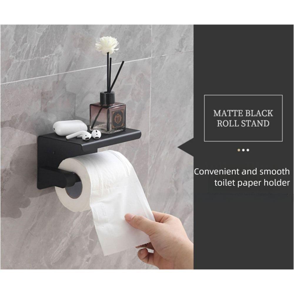 Wall Mounted Toilet Roll Holder Stainless Steel with Storage Rack Toilet Paper Storage Rack Rust-proof with Screw
