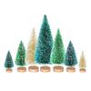 56 Pcs Mini Christmas Trees Set Sisal Snow Frosted Bottle Brush Trees