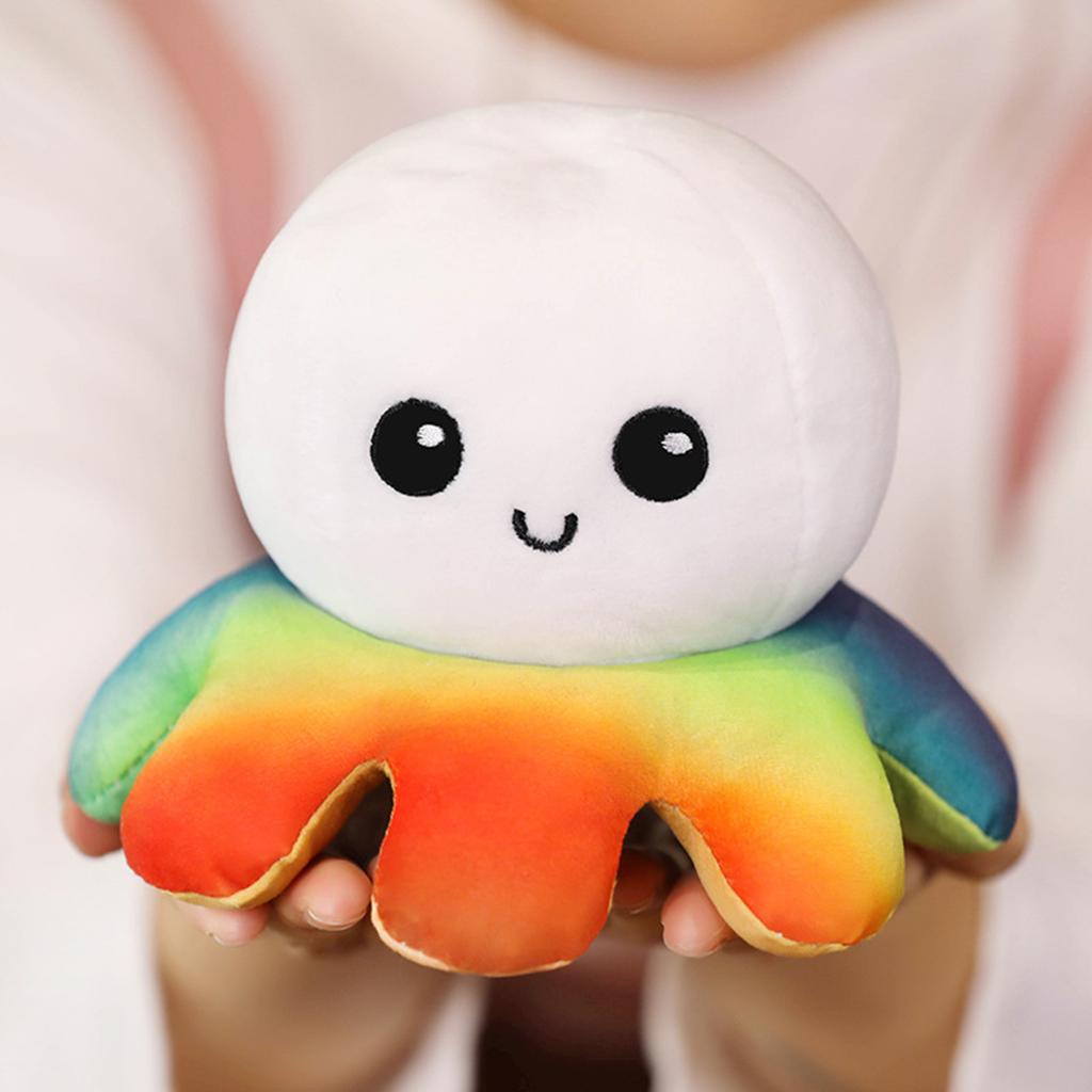 Cute Octopus Plush Toys Double-sided Flip Octopus Soft Reversible Stuffed Mood Octopus Gifts for Kids Family Friends