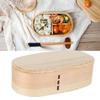 With Divider Japanese Bento Box Wooden Material Double Layer Lunch Box  For Travel