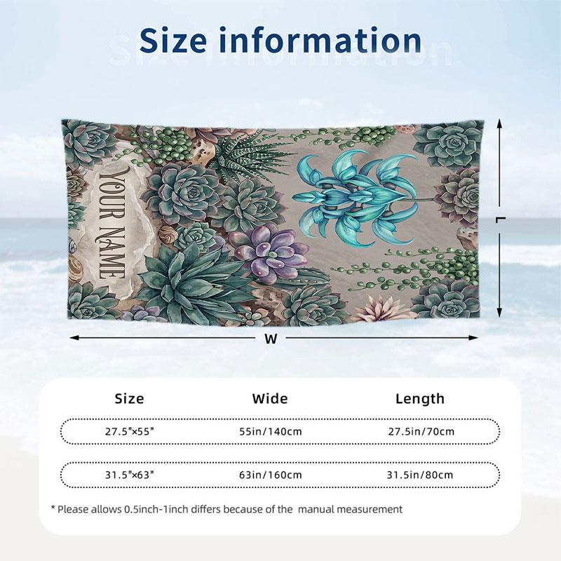Strawberry Garden Theme Quick Dry Beach Towel Custom Name Text Print Large Sand Resistant Towel Beach Vacation