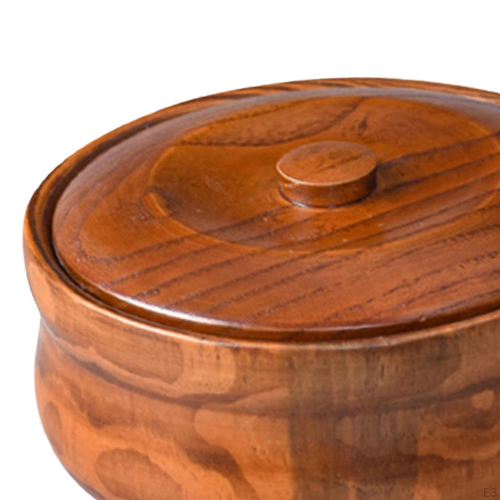 Drewno z pokrywkami do zupy, pojemnik na płatki zbożowe, solidna miska do serwowania