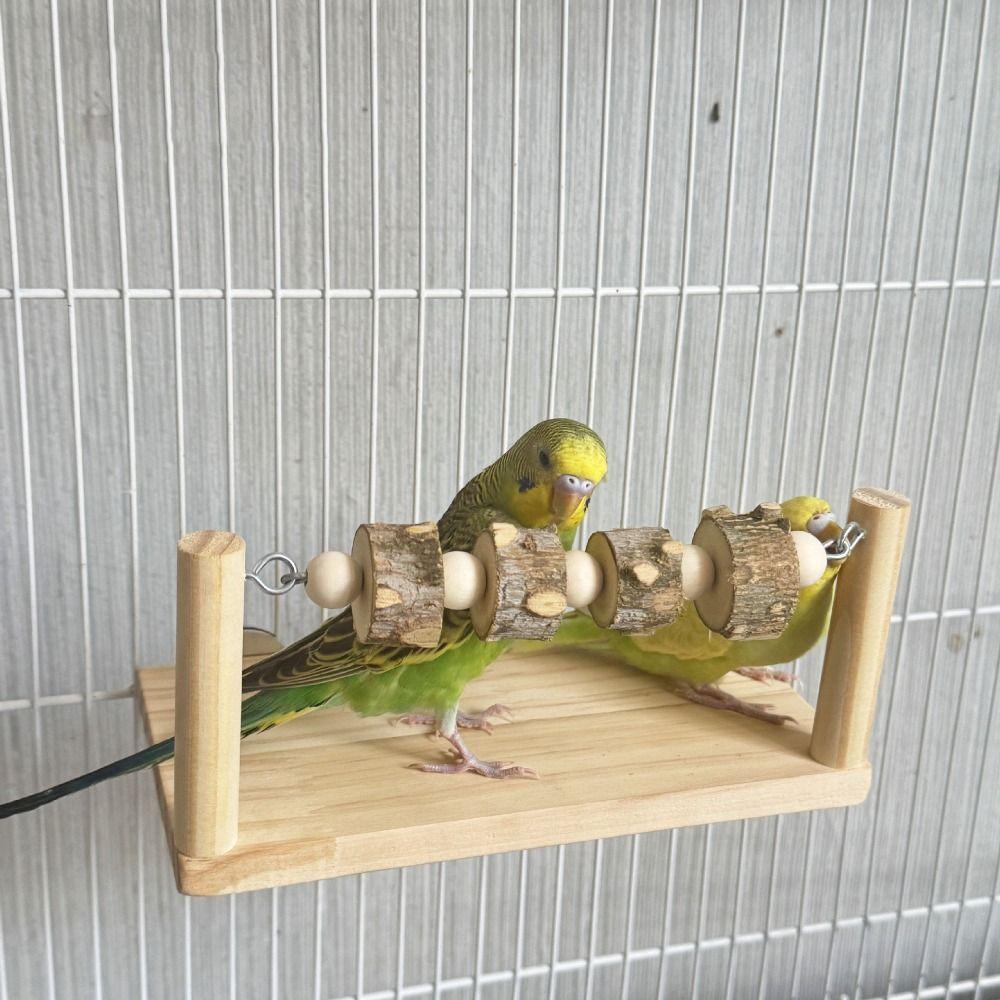Natural Wooden Parrot Perch Stand Bite-resistance Bird Teeth Chew Toy Sun Birds