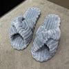 Fashion 2026 Women's Autumn/Winter New Cotton Non slip Home Slippers Warm Toe Cross Flat Bottom Slippers