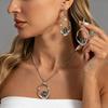 Geometric Acrylic Rhinestone Pendant Necklace & Earring Set