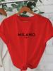 Milano Letter Print T-shirt Casual Crew Neck Short Sleeve Top For Spring & Summer Women's Clothing Casual Short Sleeve T-Shirt