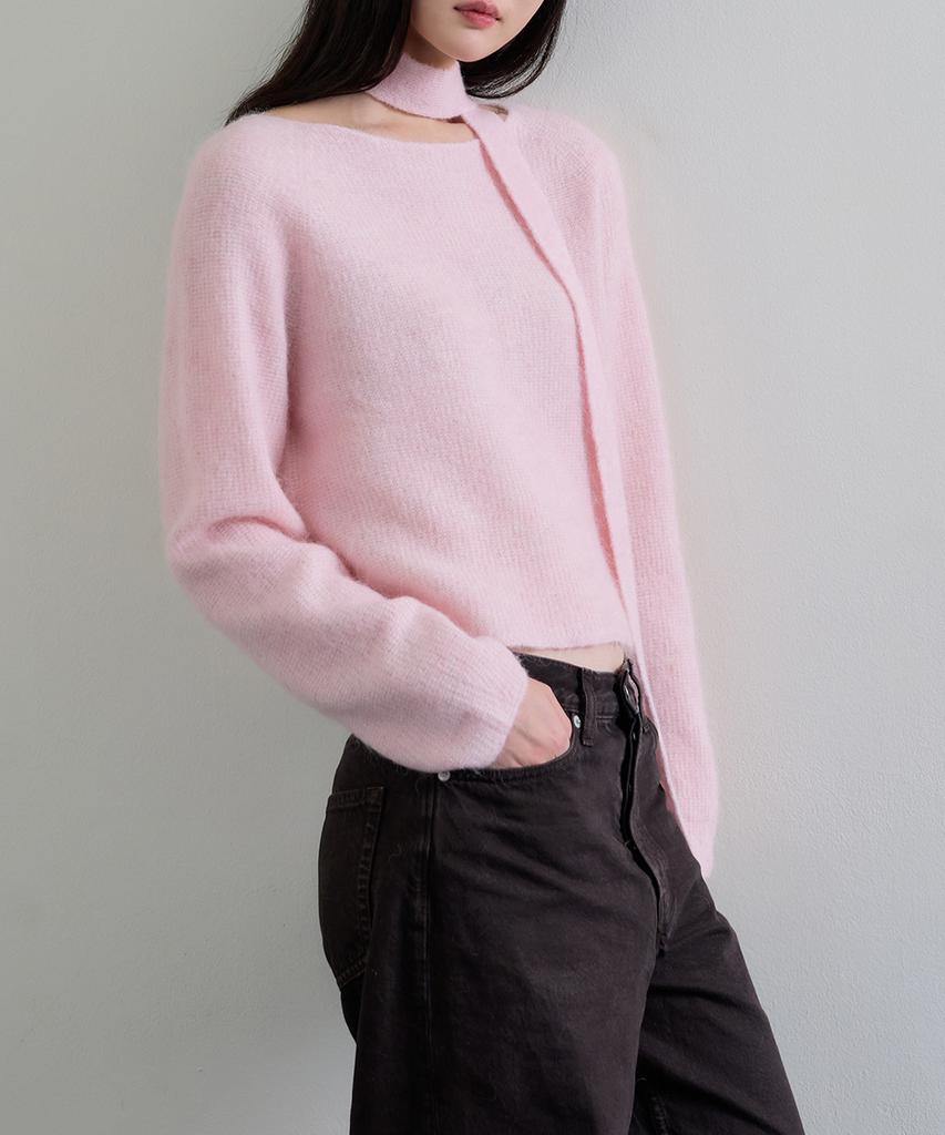 KNOWING Alpaca Muffler Knit (Pink)