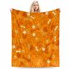 Orange Paw & Bone Pattern Flannel Blanket for Bedroom, Living Room, Sofa, and Nap