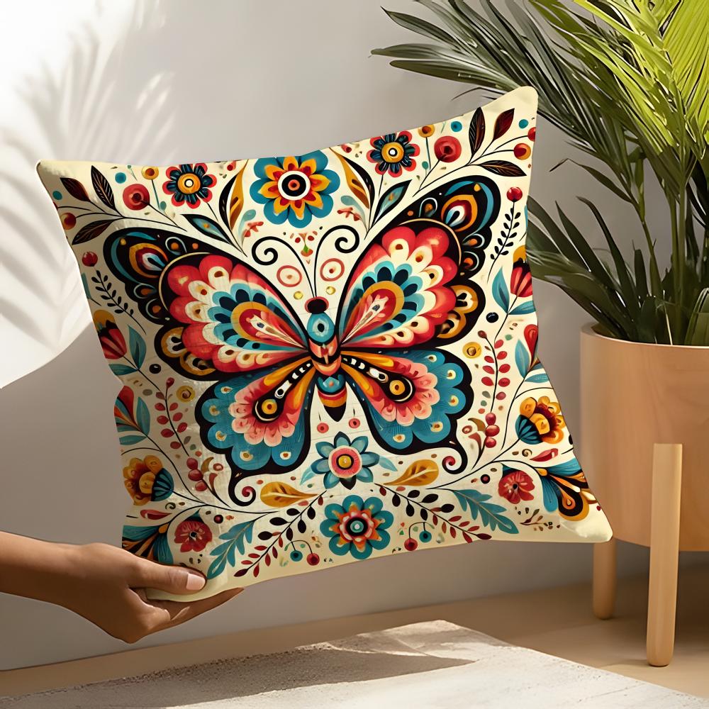 Colorful Retro Animal And Flower Prints Pillow Case Home Living Room Decoration Linen Pillowcover Pillow Cases Cushion Cover