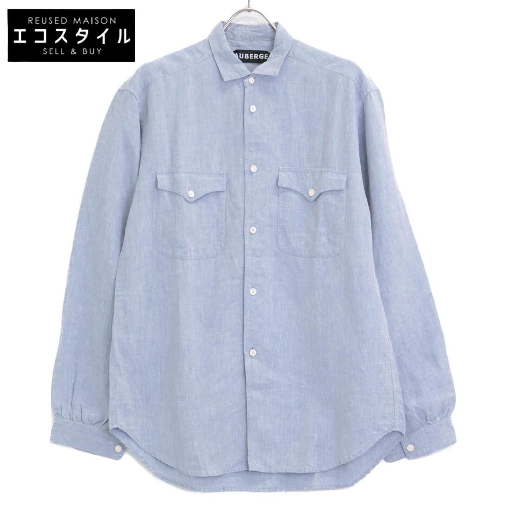 AUBERGE [Excellent Condition] CEZANNE Linen Double Pocket Long Sleeve Shirt/ tops 40 blueUsed