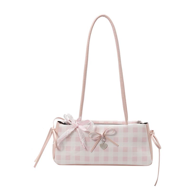 Frische karierte Crossbody-Umhängetasche mit Schleife 2026 - Vielseitig, Modisch, Beliebte kleine Tasche