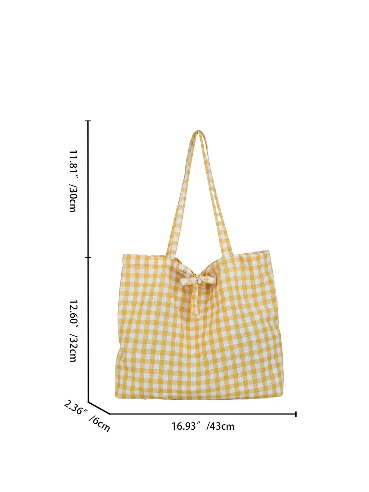 

Корейская клетчатая холщовая сумка через плечо - Модная, литературный стиль для студентов жёлтый