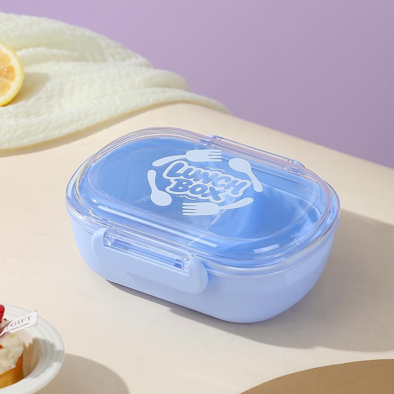 Compact Student Double/Single Layer Plastic Lunch Box with Lid - Portable Bento for Office Workers, Fruit, or Salads.