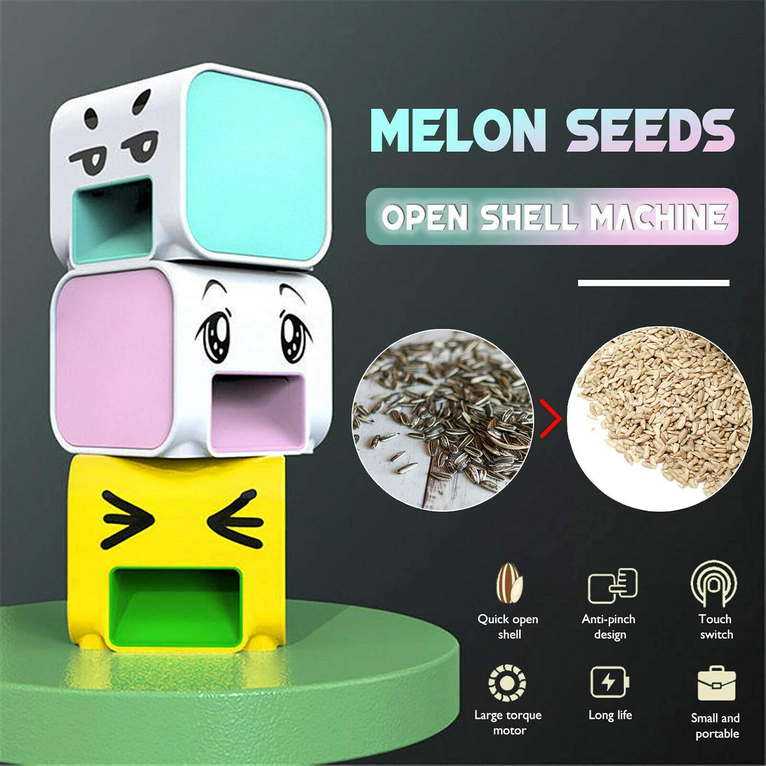 Whole Sunflower Seeds Automatic Peeling Machine, Electric Peeler, Distinguish Between Good and Bad Seeds for Casual Snacks (White)