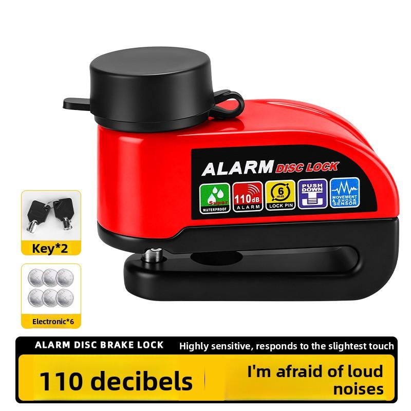 Bicycle Disc Brake Lock Alarm, Electric Vehicle Lock, Motorcycle Brake Disc Anti-theft Lock, Riding Equipment красный