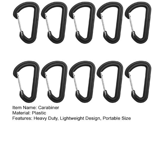 10Pcs Climbing Carabiner Heavy Duty Lightweight Portable Outdoor Hiking Camping Backpacking D-shaped Ring Buckle Snap Hook Clip