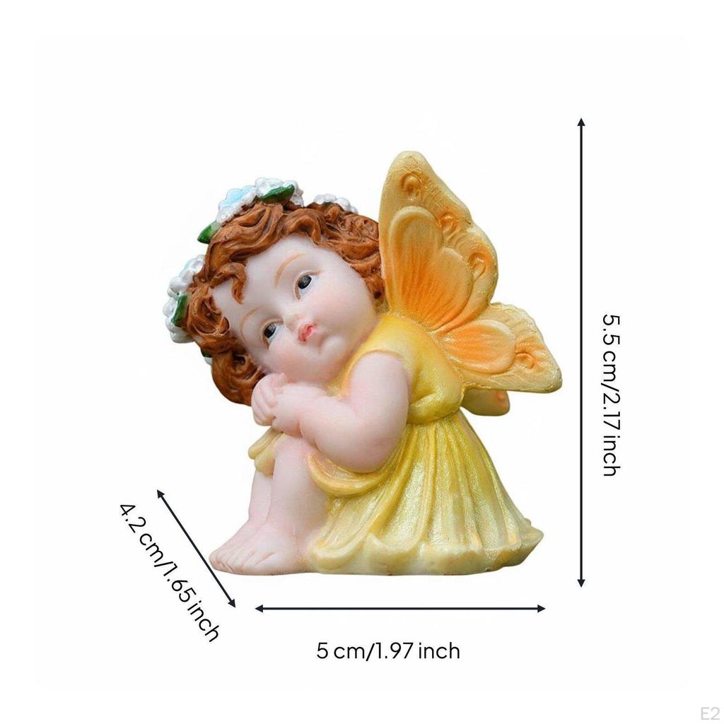 Garden Nymph Figurine Birthday Gift Sitting Angel Statue Cute Design Resin for Kids,