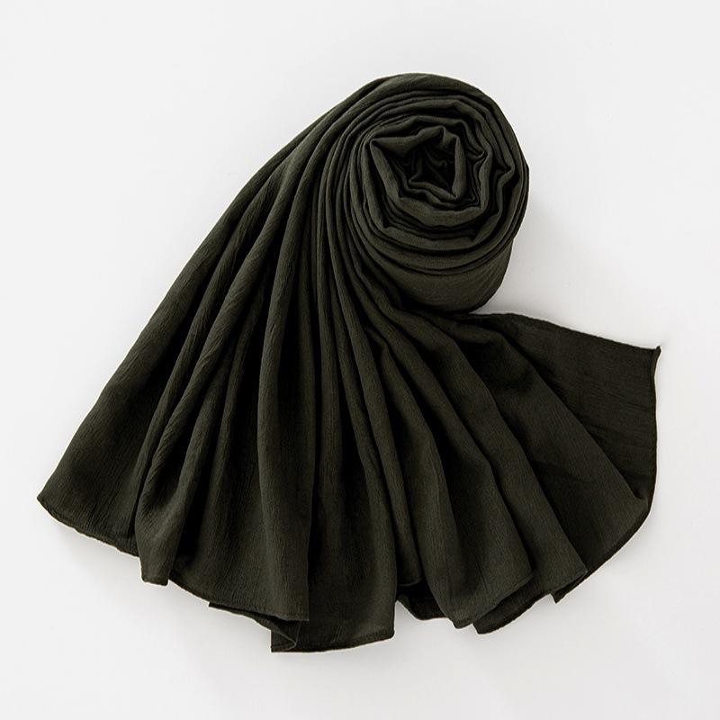 New Breathable Crumpled Scarf For Women Girls Solid Scarves Soft Cotton Wrinkle Pashmina Shawl Foulard Winter Warm Wrap Shawls