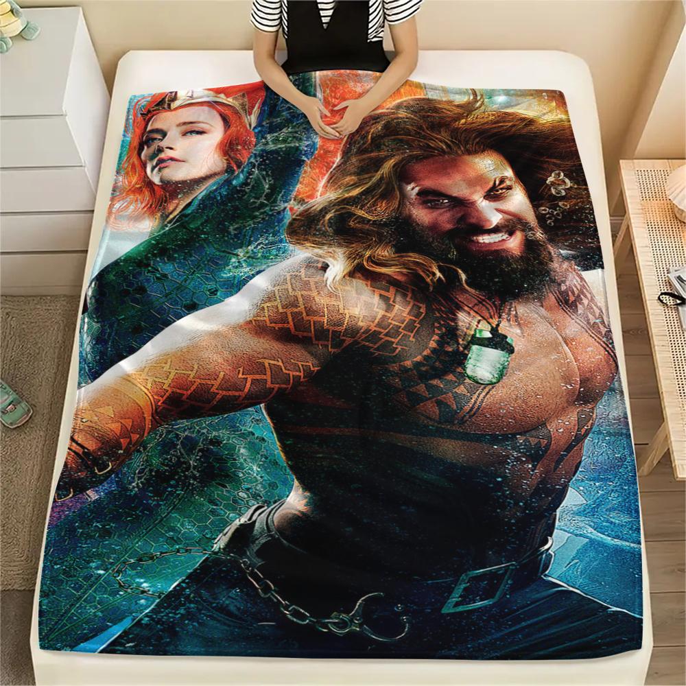 1Pc King of Ocean Print Flannel Blanket, High Quality Comfortable for All Seasons, Home Decor, Warmth and Comfort, Perfect for Gifts