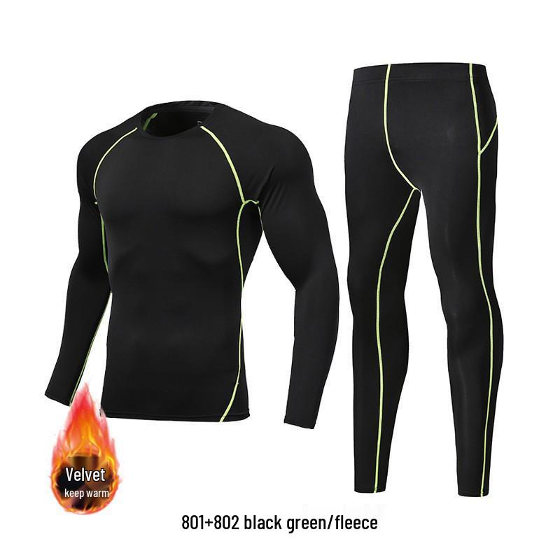 Men's Quick-Drying Elastic Compression Long Sleeve Fleece-Lined Fitness Suit