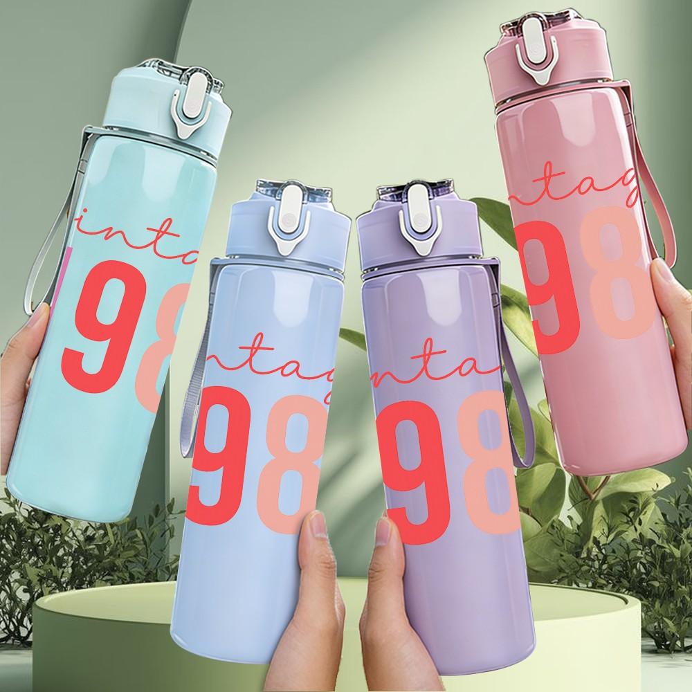 1PC Vintage 1986 Color Number 750ml Color Plastic Sports Water Bottle Leakproof Flip Straw Lid Suitable for Sports Office Home Use