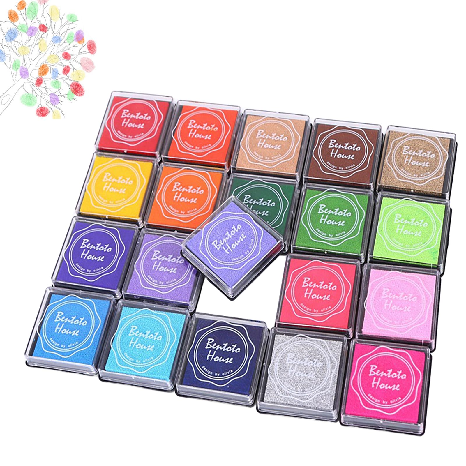 

LUYING Stamp Rich Highly Vibrant Handmade Finger Message New Educational Toy Pad, 20-Color Set, Colors, Ink, Seal, DIY, Fabric, Wood, Celebration,