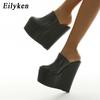 Mode Eilyken Neue Frühling Super Plateau Keilabsatz Damen Hausschuhe Nachtclub Sandalen Mules Party Schuhe