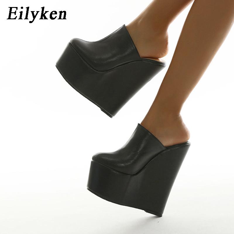 Mode Eilyken Neue Frühling Super Plateau Keilabsatz Damen Hausschuhe Nachtclub Sandalen Mules Party Schuhe