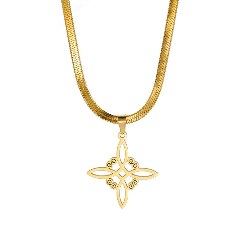 Witch Knot Snake Chain Necklace For Women Witchcraft Stainless Steel Choker Necklaces Vintage Amulet Jewelry Gift