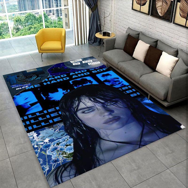 Famous Singer Billie Eilish Star Non-Slip Area Rug for Living Room,Bedroom,Playroom,Carpet Floor Mat Home Decor Rug Room