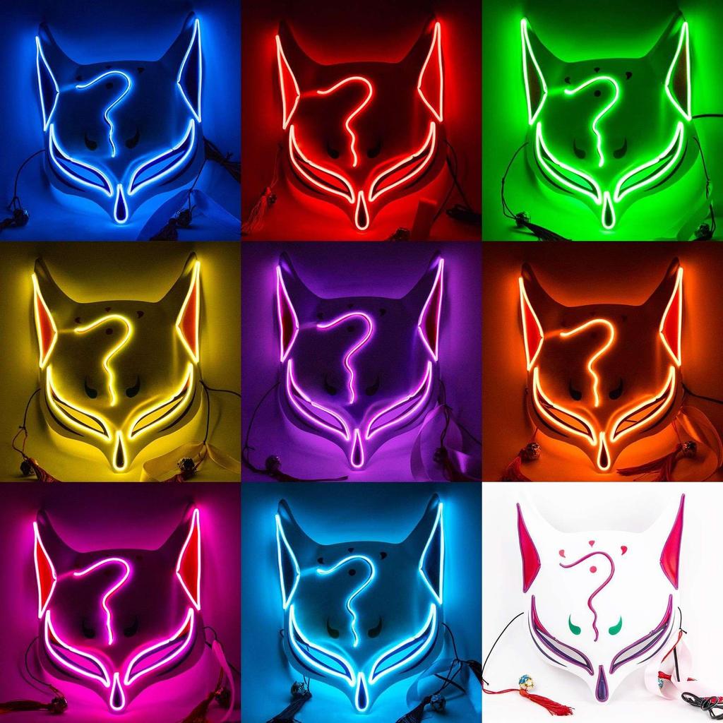 Fox Half Mask Neon Illuminated Festival Summer Festival Party Party Goods Photography Mask Cosplay Halloween Festival Mask Masquerade Disguise Fox
