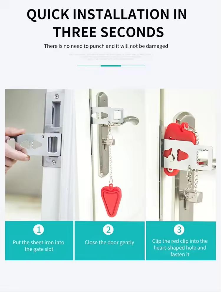 Modern Design Portable Anti-Theft Lock Travel-friendly Buckle Easy Screw Installation for Home Use Smart Home Products