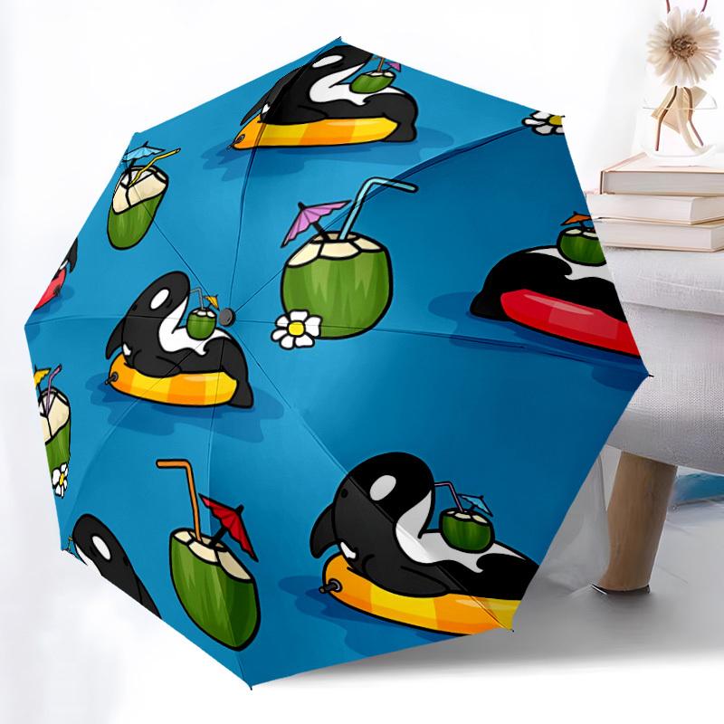 1pc Whale Paradise Automatic Open/Close Umbrella Compact Folding Umbrella, All-Season Portable Umbrella for Women/Men F1124131
