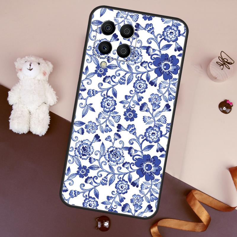Blue and White Porcelain Case For Samsung Galaxy M11 M31 M21 M53 M13 M32 M52 M15 M35 M55 M14 M34 M54 M06 M16 M36 M56