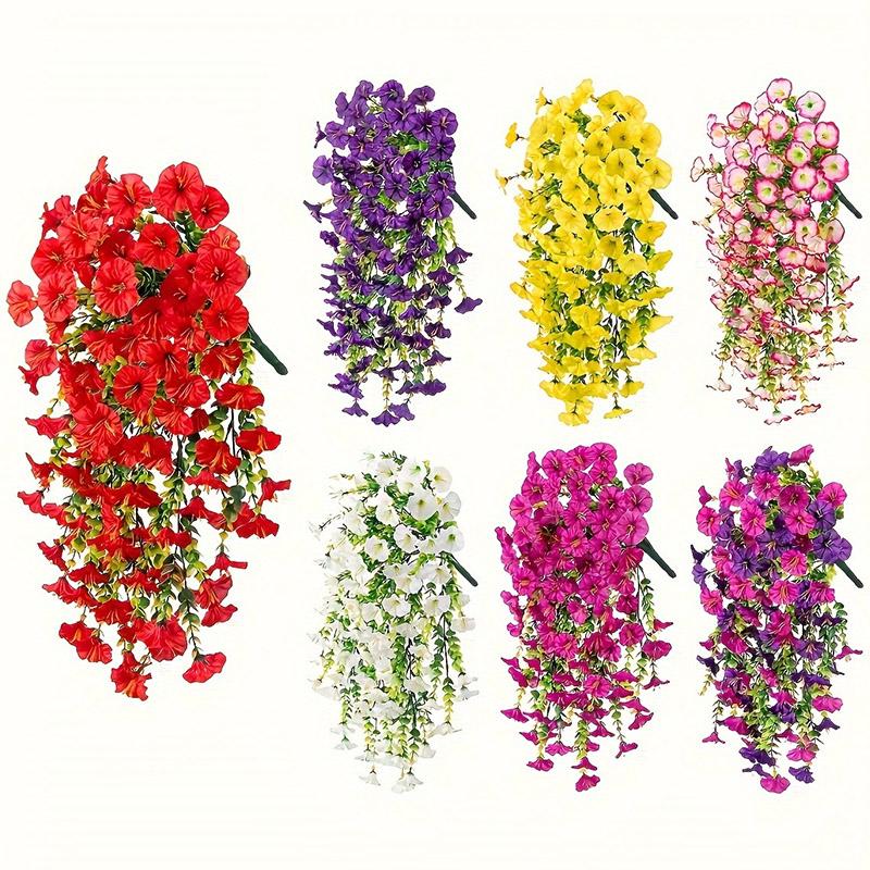 1pc UV-Resistant Artificial Morning Glory Eucalyptus Hanging Decor - Perfect for Home Garden Weddings Versatile Outdoor Decor