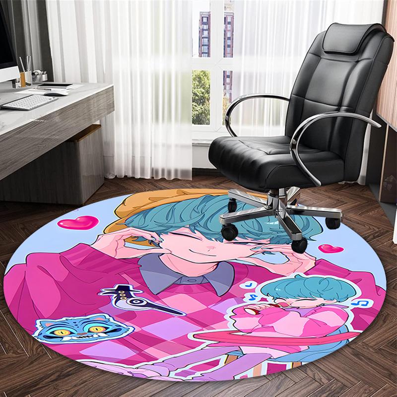 1pc KPop Demon Hunters31 Print Round Carpet Chair Round Carpet Suitable for Bedroom Living Room Home Decorative Carpet