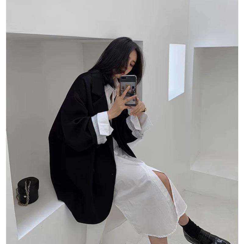 Women Loose Fit Long Sleeve Blazer Korean Style Casual Office Wear