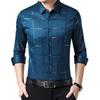 Western Cool Style Plus Long Turn Size Men Sleeve Down Casual Collar Checks Buttons Slim Shirt