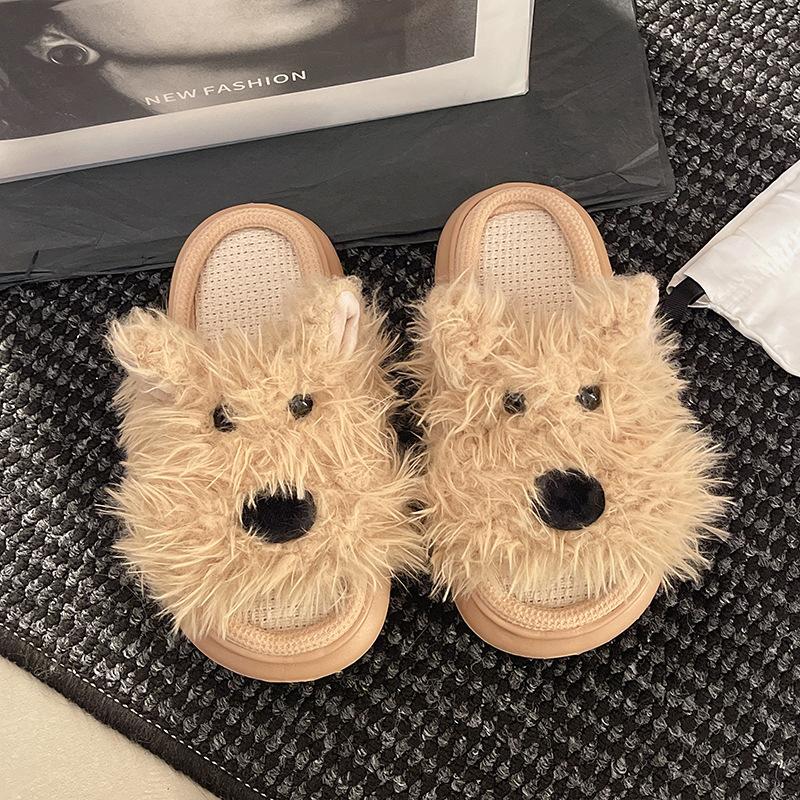 

Модные повседневные шлепанцы на платформе женские домашние весенне-осенние милые мультяшные с дизайном собаки обувь для девочек модная домашняя обувь легкие шлепанцы 36-37