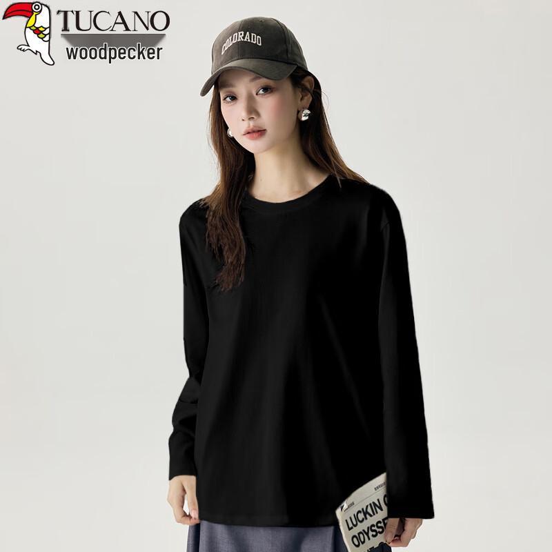 Woodpecker Women s 100% Cotton Basic Round Neck Long Sleeve T-Shirt 2XL