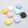 Macaron kolorowe etui na soczewki kontaktowe dziewczyna czarne fioletowe etui na soczewki kontaktowe z silikonową pęsetą mini kieszonkowe pudełko