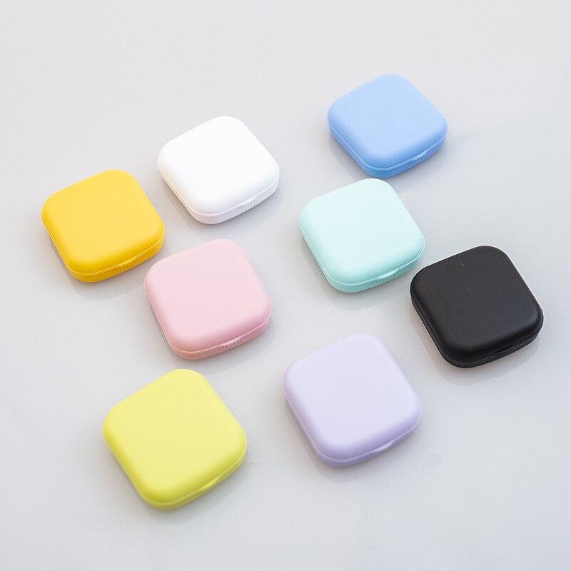 Macaron kolorowe etui na soczewki kontaktowe dziewczyna czarne fioletowe etui na soczewki kontaktowe z silikonową pęsetą mini kieszonkowe pudełko