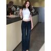 Women's 2025 American Retro Micro-Flare Low-Rise Jeans: Spring/Autumn Elastic Slimming Fit