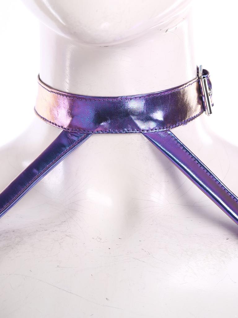 S-XXL Damen Glitzer Gothic Crop Top Neckholder Fledermausärmel Nietenbesatz Verstellbare Schnalle Korsett Bustier Schulterpanzer für Rave Club Party